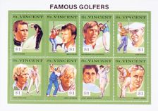 Postage stamps depicting famous golfers, St Vincent, 1992. Creator: Unknown