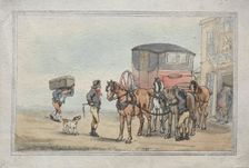 Postboys and Posthorses at the White Hart Inn, 1787. Creator: Thomas Rowlandson (British, 1756-1827)