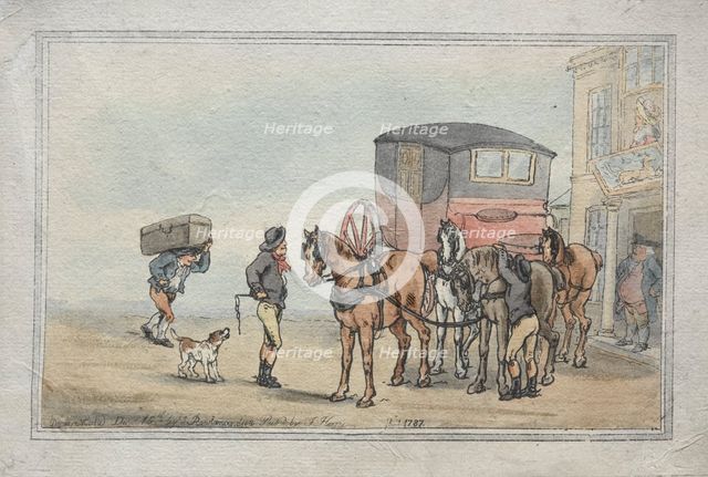 Postboys and Posthorses at the White Hart Inn, 1787. Creator: Thomas Rowlandson (British, 1756-1827).
