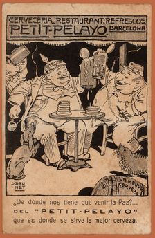 Postcard advertising the Bar Petit-Pelayo, Barcelona, Spain, 1920s. Creator: Llorenç Brunet Torroll