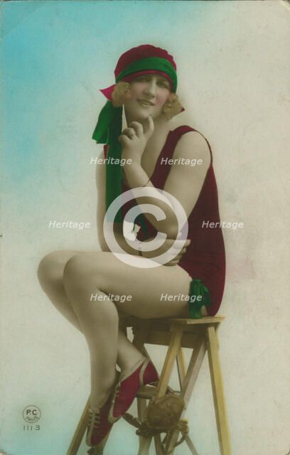 Postcard of a swimmer, c1920s. Artist: Unknown.