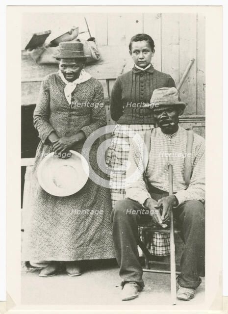 Postcard of Harriet Tubman, Nelson Davis, and daughter Gertie, ca. 1887; printed 1992. Creator: William Haight Cheney.
