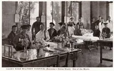 Postcard of wounded soldiers and medical staff in Haxby Road Military hospital, c.1914-c.1918