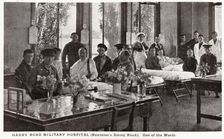 Postcard of wounded soldiers and medical staff in Haxby Road Military hospital, c.1914-c.1918