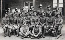 Postcard of unidentified group of soldiers, signed on the front by Fred Wright, Andover. Creator: Murphy
