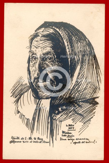 Postcard - local woman, Viella, Aran Valley, Catalunya, 1920s.  Creator: Llorenç Brunet Torroll.