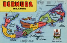 Postcard map of Bermuda, 1940