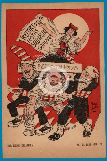 Postcard - Solidaritat Catalana, Barcelona, 1920s.  Creator: Llorenç Brunet Torroll.