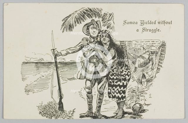 Postcard, 'Samoa Yielded without a Struggle.', 1914. Creator: William Blomfield.