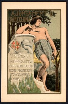 Postcard. Poster of the 5th International Exhibition of Art. Barcelona City Council. April 1907