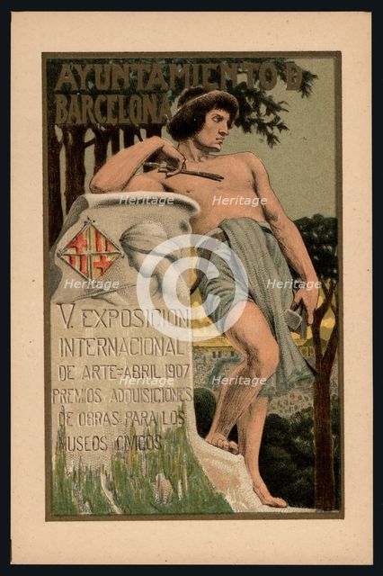 Postcard. Poster of the 5th International Exhibition of Art. Barcelona City Council. April 1907.