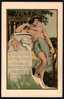 Postcard. Poster of the 5th International Exhibition of Art. Barcelona City Council. April 1907