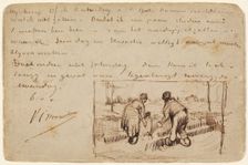 Postcard with Two Peasants Digging, 1885. Creator: Vincent van Gogh