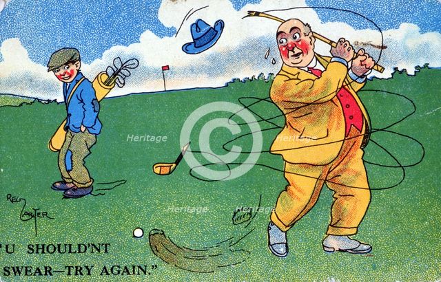 Postcard with golfing theme, c1900s-c1910s. Creator: Unknown.