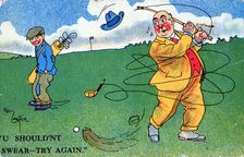 Postcard with golfing theme, c1900s-c1910s