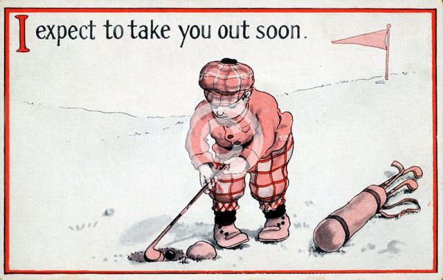 Postcard with golfing theme, c1910s-c1920s. Creator: Unknown.