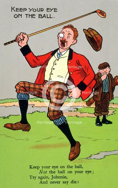 Postcard with golfing theme, c1910s-c1920s. Creator: Unknown.