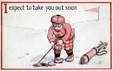 Postcard with golfing theme, c1910s-c1920s