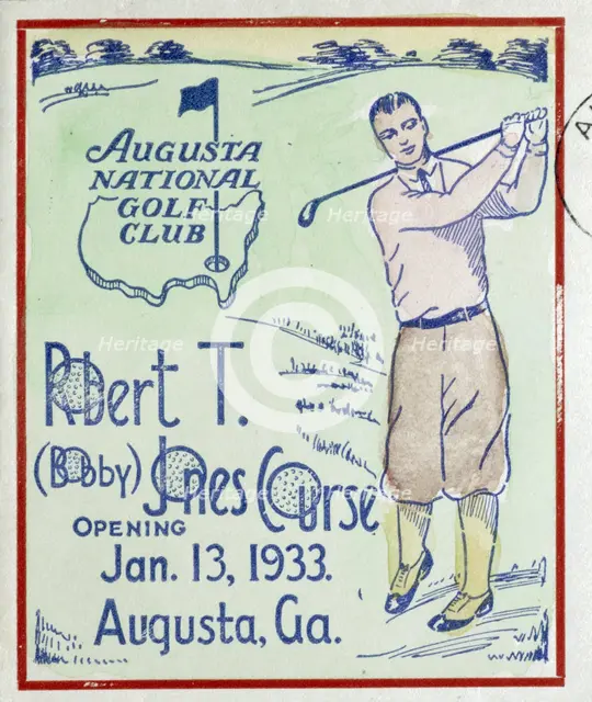 Poster marking the opening of the Bobby Jones course at Augusta, 1933. Creator: Unknown.