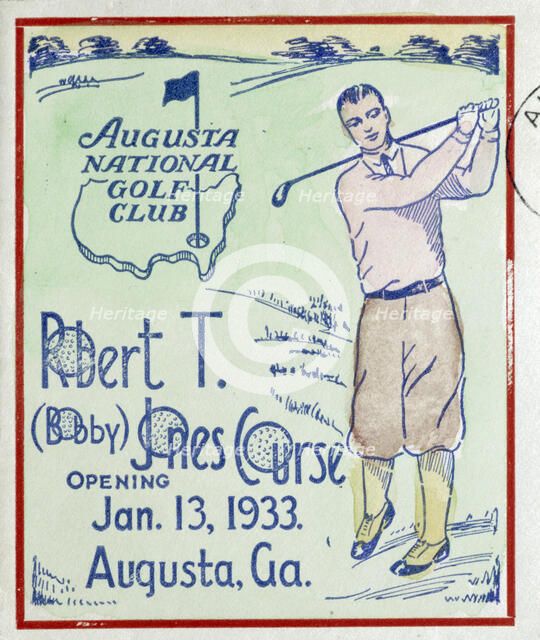 Poster marking the opening of the Bobby Jones course at Augusta, 1933. Artist: Unknown