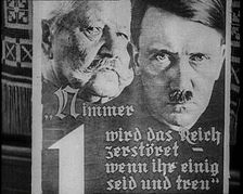 Poster of Adolf Hitler and German President Paul von Hindenburg, 1933. Creator: British Pathe Ltd