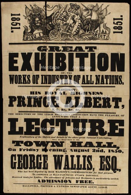 Poster of the Great Industrial Exhibition of all nations of 1851, 1851. Creator: Anonymous.