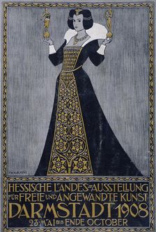 Poster of the Hessen State Exhibition of Free and practical Art, held in Darmstadt 1908