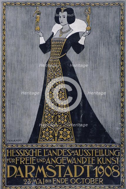 Poster of the Hessen State Exhibition of Free and practical Art, held in Darmstadt 1908.