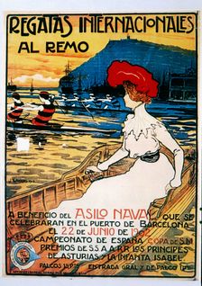 Poster of the International Regattas, held at the port of Barcelona in 1902. Creator: Llaverias Labro, Juan (1865-1938)