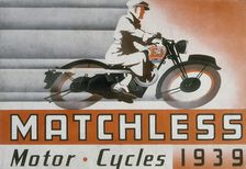 Poster advertising Matchless motor bikes, 1939