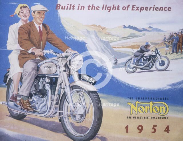 Poster advertising Norton motor bikes, 1954. Artist: Unknown