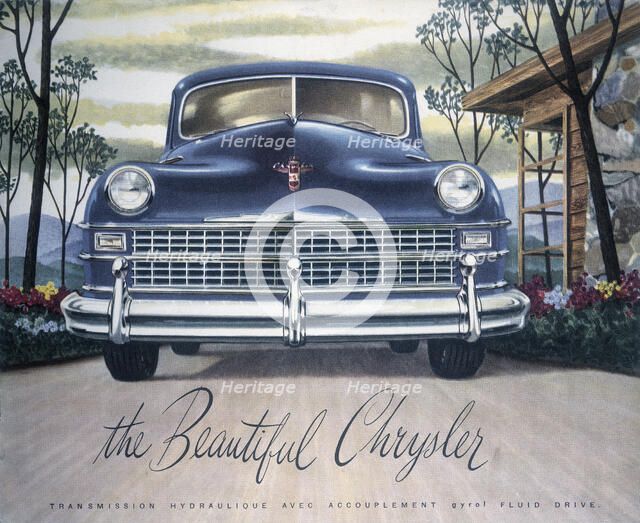 Poster advertising a Chrysler, 1946. Artist: Unknown