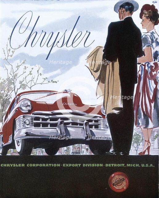 Poster advertising a Chrysler, 1950. Artist: Unknown