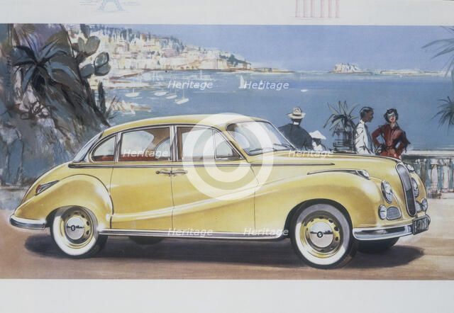 Poster advertising a BMW 502 car, 1957. Artist: Unknown