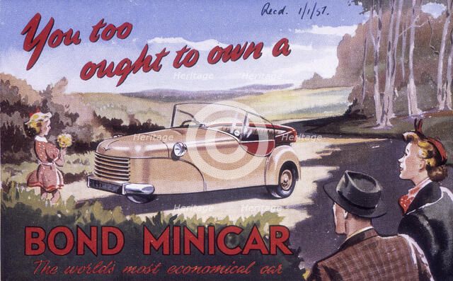 Poster advertising a Bond Minicar, 1951. Artist: Unknown