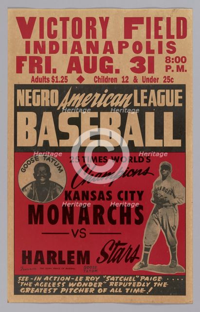 Poster advertising a game between the Kansas City Monarchs and the Harlem Stars, 1945. Creator: Unknown.