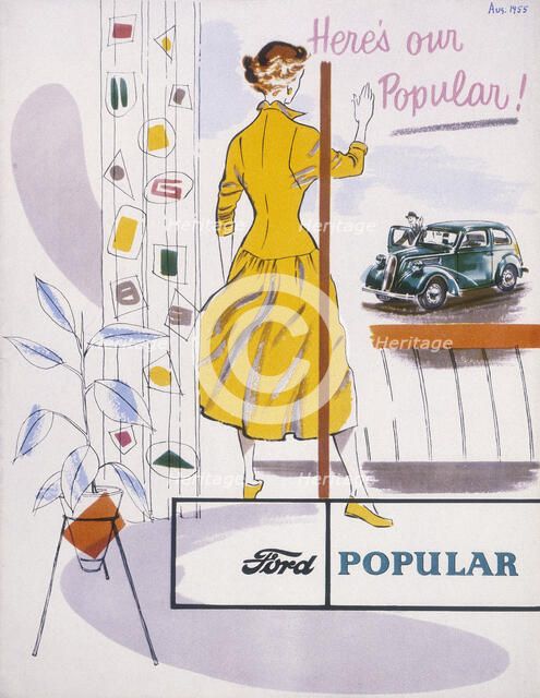 Poster advertising a Ford Popular car, 1955. Artist: Unknown