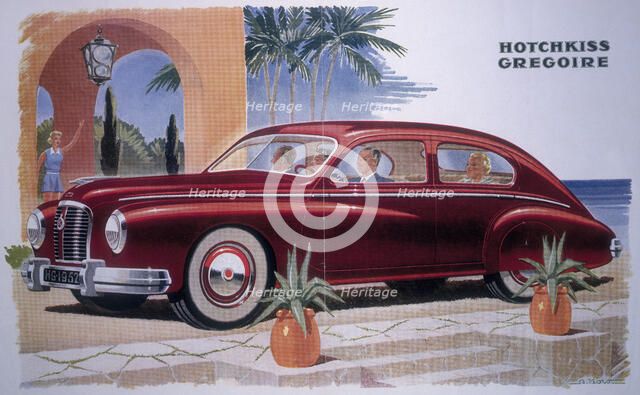 Poster advertising a Hotchkiss-Gregoire car, 1951. Artist: Unknown
