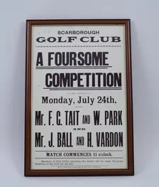 Poster advertising a match at Scarborough Golf Club, North Yorkshire, 1899. Creator: WJJ Cox