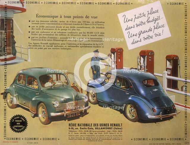 Poster advertising a Renault 4CV, 1949. Artist: Unknown