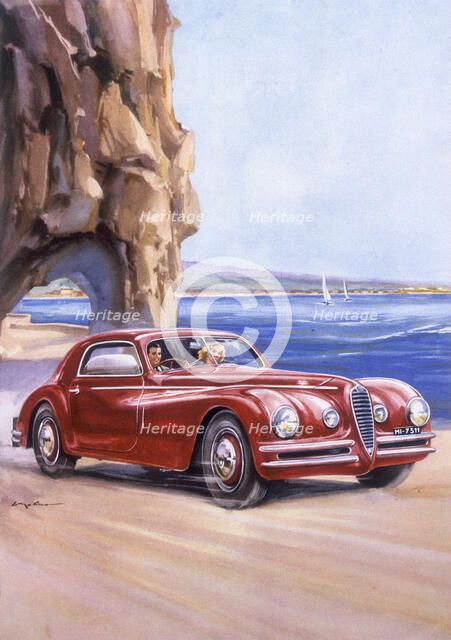 Poster advertising an Alfa Romeo 6C 2500 Super Sports, 1948. Artist: Unknown
