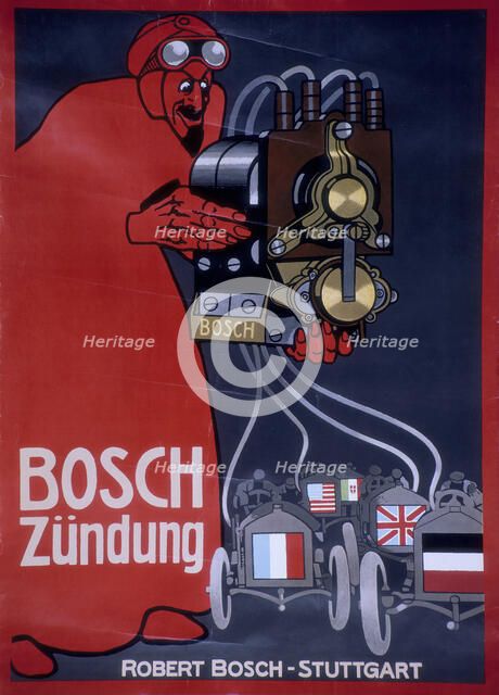 Poster advertising Bosch ignition systems. Artist: Unknown