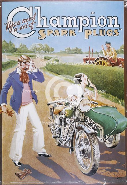 Poster advertising Champion spark plugs. Artist: Unknown