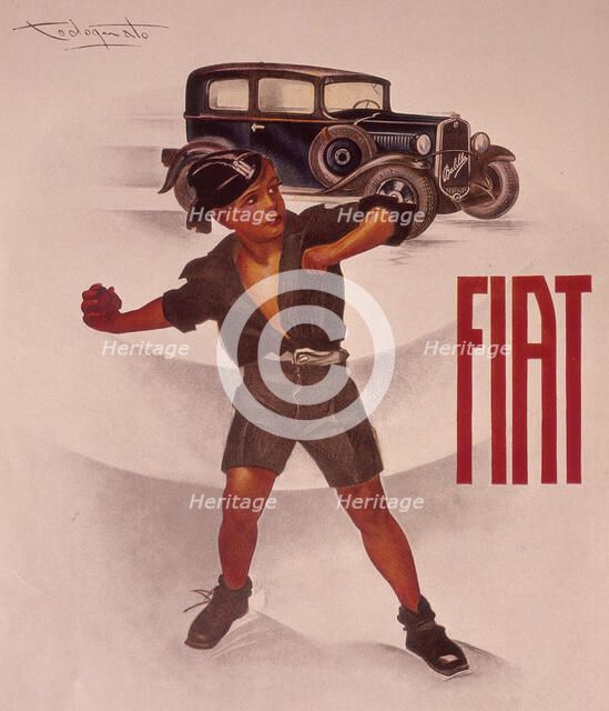 Poster advertising Fiat cars, (c1930s?). Artist: Unknown