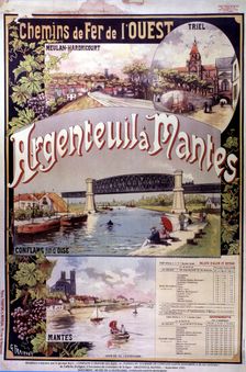 Poster advertising French railways of the West, from Argenteuil to Nantes