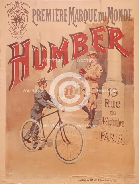 Poster advertising Humber bicycles, late 19th-early 20th century. Artist: Unknown