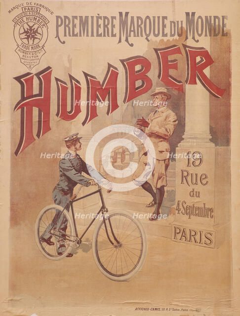 Poster advertising Humber bicycles, late 19th-early 20th century. Artist: Unknown
