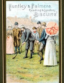 Poster advertising Huntley and Palmers biscuits, c1900