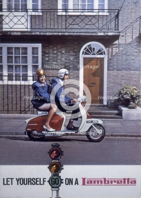 Poster advertising Lambretta scooters, 1963. Artist: Unknown