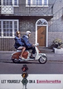 Poster advertising Lambretta scooters, 1963